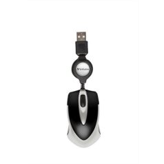   VERBATIM Egér, vezetékes, optikai, kisméret, USB, VERBATIM "Go Mini", ezüst-fekete