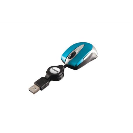 VERBATIM Egér, vezetékes, optikai, kisméret, USB, VERBATIM "Go Mini", ezüst-karibikék