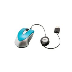   VERBATIM Egér, vezetékes, optikai, kisméret, USB, VERBATIM "Go Mini", ezüst-karibikék