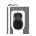 VERBATIM Egér, vezetékes, optikai, normál méret, USB, VERBATIM "Silent", fekete