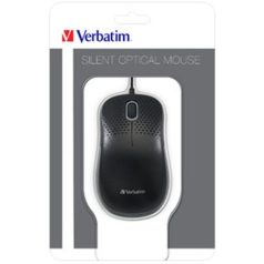   VERBATIM Egér, vezetékes, optikai, normál méret, USB, VERBATIM "Silent", fekete