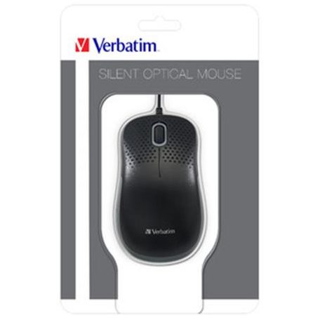 VERBATIM Egér, vezetékes, optikai, normál méret, USB, VERBATIM "Silent", fekete