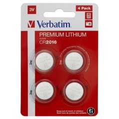   VERBATIM Gombelem, CR2016, 4 db, VERBATIM "Premium"