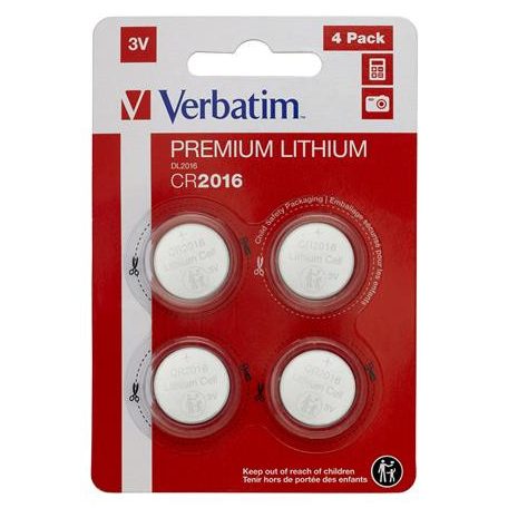 VERBATIM Gombelem, CR2016, 4 db, VERBATIM "Premium"