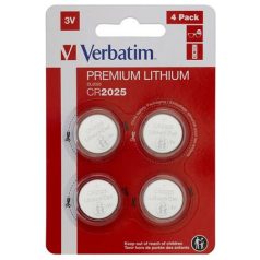   VERBATIM Gombelem, CR2025, 4 db, VERBATIM "Premium"