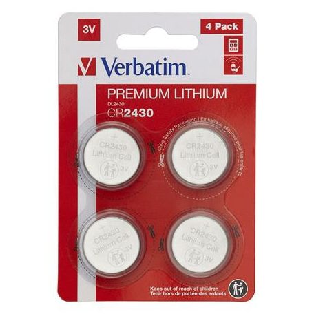 VERBATIM Gombelem, CR2430, 4 db, VERBATIM "Premium"