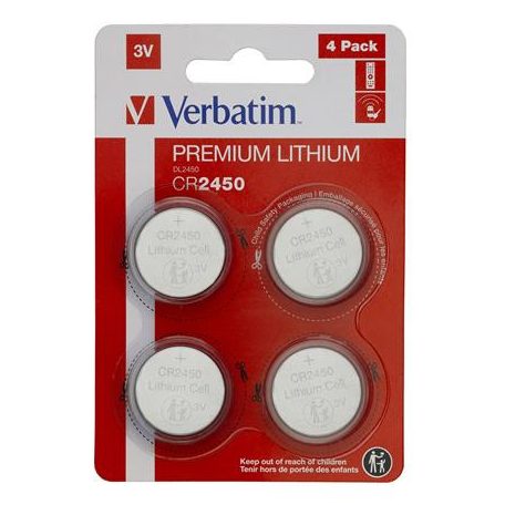 VERBATIM Gombelem, CR2450, 4 db, VERBATIM "Premium"