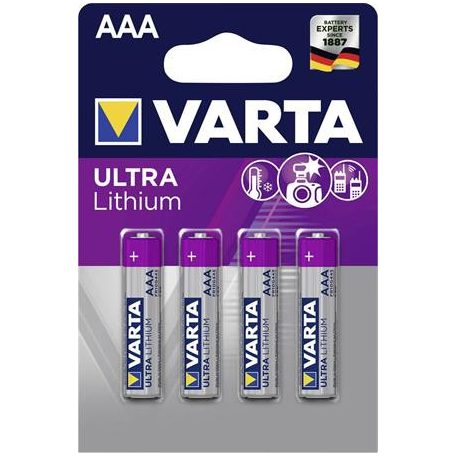 VARTA Elem, AAA mikro, 4 db, lítium, VARTA "Ultra Lithium"