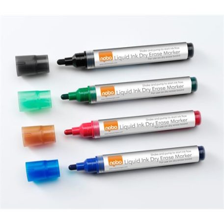 NOBO Táblamarker készlet, 1-3 mm, folyékonytintás, NOBO, 6 különböző szín