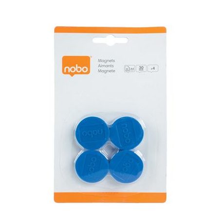 NOBO Korong mágnes, fehértáblához, 30 mm, 4 db, NOBO, kék