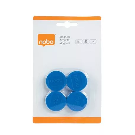 NOBO Korong mágnes, fehértáblához, 30 mm, 4 db, NOBO, kék