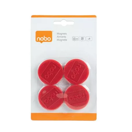 NOBO Korong mágnes, fehértáblához, 38 mm, 4 db, NOBO, piros