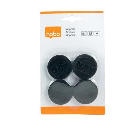 NOBO Korong mágnes, fehértáblához, 38 mm, 4 db, NOBO, fekete