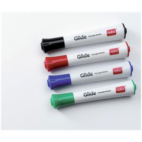 NOBO Tábla- és flipchart marker, 3 mm, kúpos, NOBO "Glide", 4 különböző szín