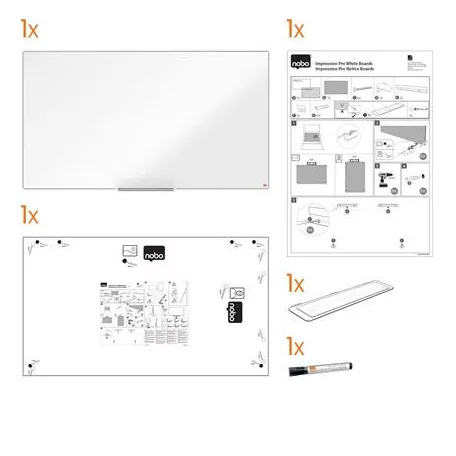 NOBO Fehértábla, zománcozott, mágneses, széles képarány, 55"/122x69 cm, alumínium keret, NOBO "Impression Pro"