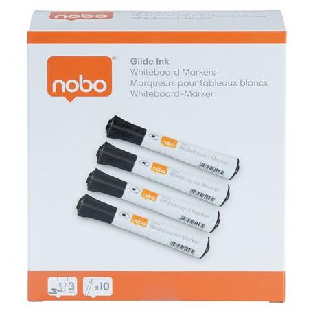 NOBO Táblamarker, kúpos hegyű, 2 mm, 10 db, NOBO "Glide", fekete