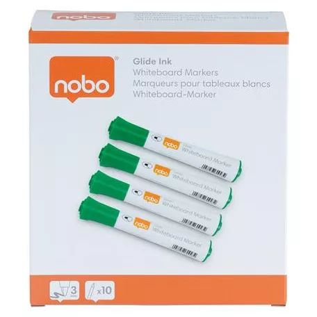 NOBO Táblamarker, kúpos hegyű, 2 mm, 10 db, NOBO "Glide", zöld