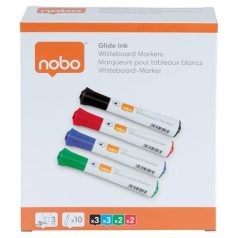   NOBO Táblamarker, kúpos hegyű, 2 mm, 10 db, NOBO "Glide", vegyes