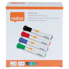   NOBO Táblamarker, kúpos hegyű, 2 mm, 10 db, NOBO "Glide", vegyes