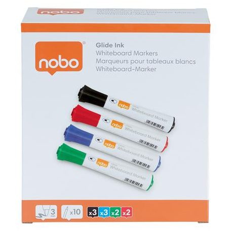 NOBO Táblamarker, kúpos hegyű, 2 mm, 10 db, NOBO "Glide", vegyes