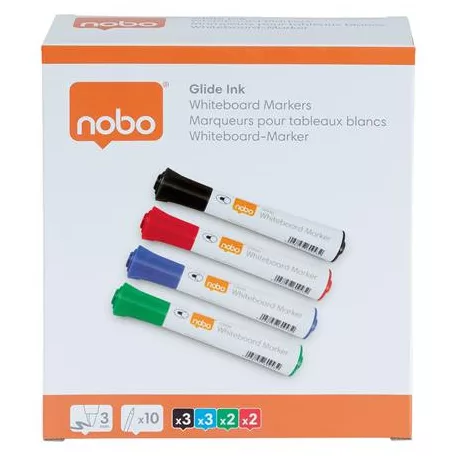 NOBO Táblamarker, kúpos hegyű, 2 mm, 10 db, NOBO "Glide", vegyes