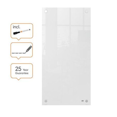 NOBO Üzenőtábla, üveg, fali, keskeny, 30x60 cm, NOBO "Home", fehér