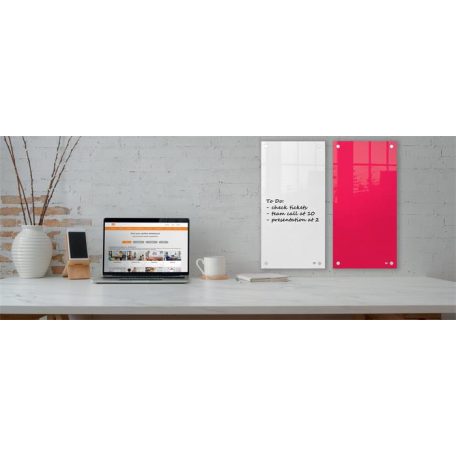 NOBO Üzenőtábla, üveg, fali, keskeny, 30x60 cm, NOBO "Home", fehér