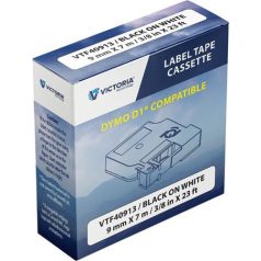   VICTORIA TECHNOLOGY Feliratozógép szalag, 9 mm x 7 m, VICTORIA TECHNOLOGY, fehér-fekete
