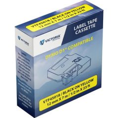   VICTORIA TECHNOLOGY Feliratozógép szalag, 12 mm x 7 m, VICTORIA TECHNOLOGY, sárga-fekete