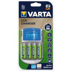   VARTA Elemtöltő, AA ceruza/AAA mikro, 4x2600 mAh AA, LCD kijelző, 12V USB, VARTA