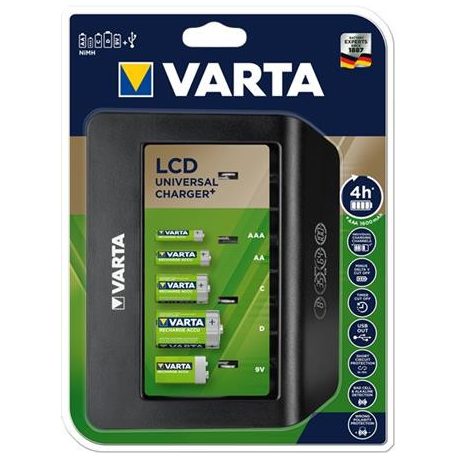 VARTA Elemtöltő, univerzális AA/AAA/C/D/9V, LCD kijelző, VARTA "Universal"