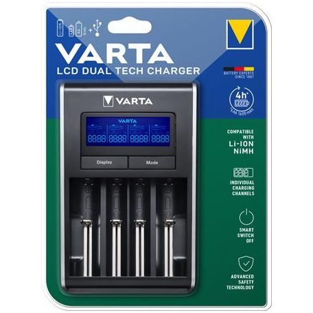 VARTA Elemtöltő, AA/AAA/Li-ion akku+USB, akku nélkül, VARTA " LCD Dual Tech"