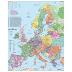   STIEFEL Falitérkép,100x140 cm, fémléces, Európa irányítószámos térképe, STIEFEL