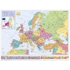   STIEFEL Falitérkép, 70x100 cm, fémléces, Európa országai és az Európai Unió, STIEFEL
