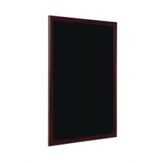   Krétás információs tábla, fekete felület, 90x120 cm, cseresznyefa színű keret