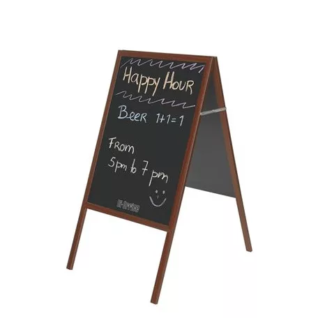 Megállító tábla, krétás, 60x120 cm, cseresznyefa színű keret